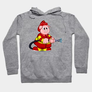 Pig as Firefighter with Fire extinguisher Hoodie